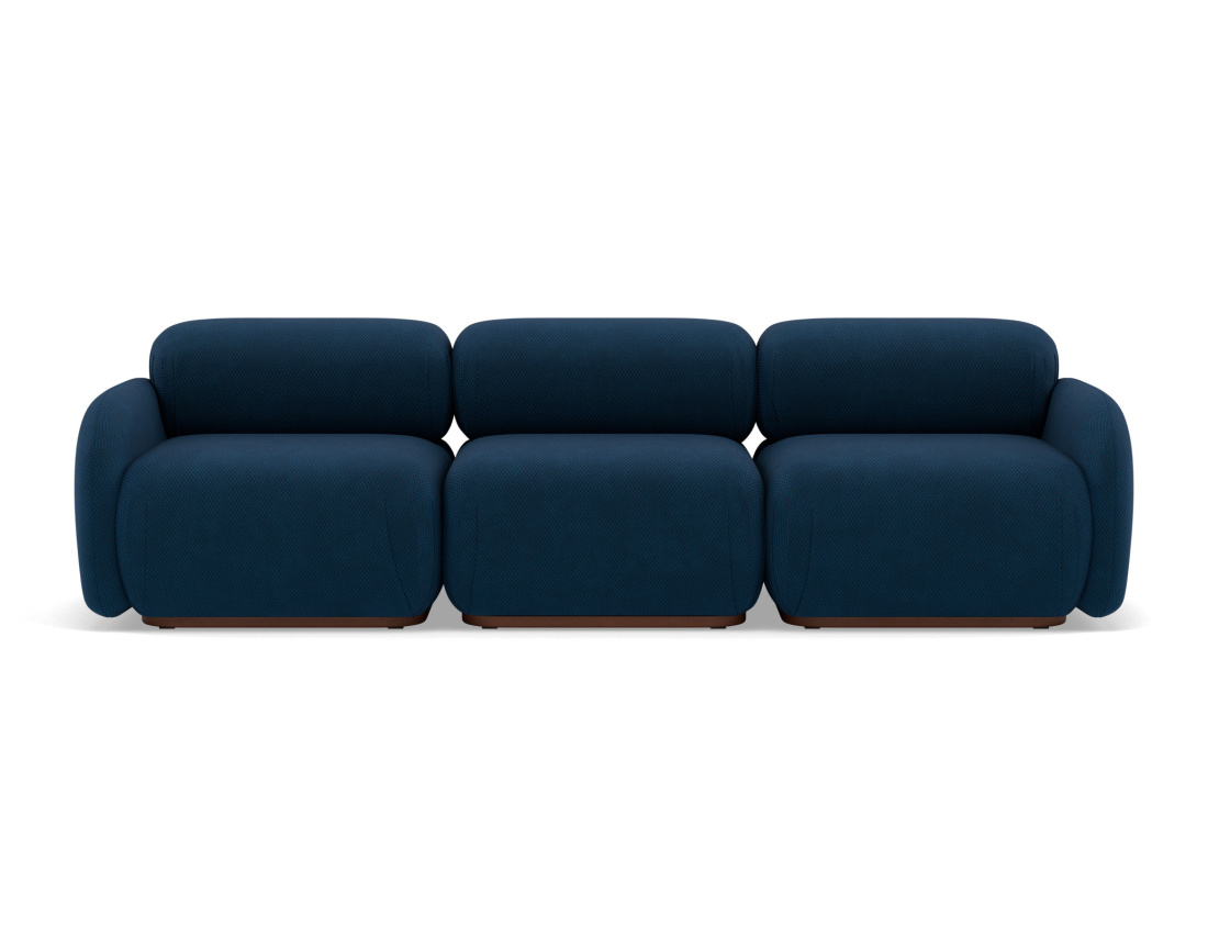 Canapé droit modulable 3 places en velours texturé Penelope