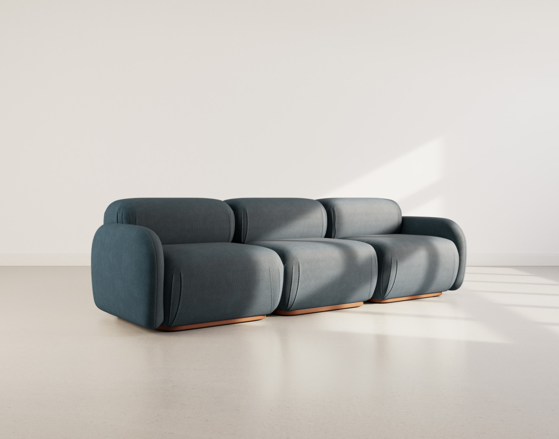 Thumbnail video of the produit Penelope - canapé droit modulable 3 places en velours texturé