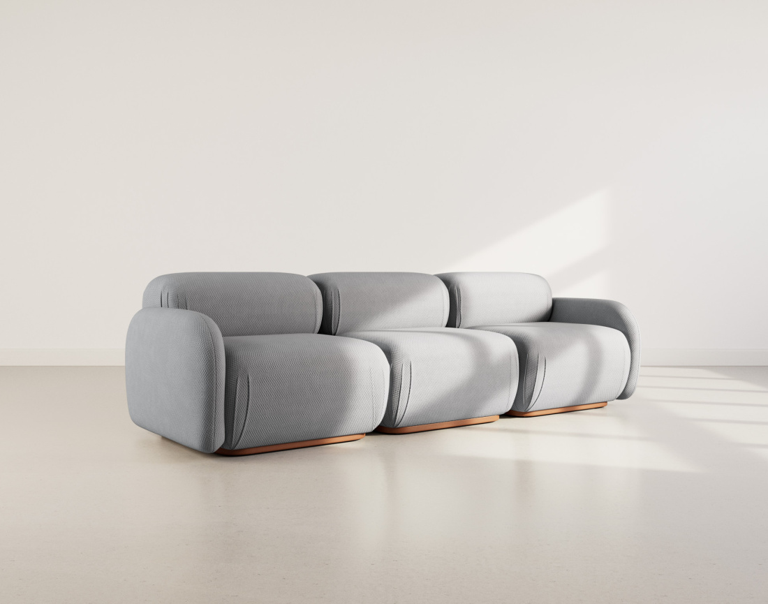 Thumbnail video of the produit Penelope - canapé droit modulable 3 places en velours texturé