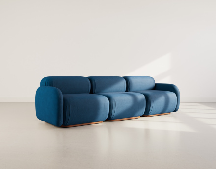 Canapé droit modulable 3 places en velours texturé Penelope