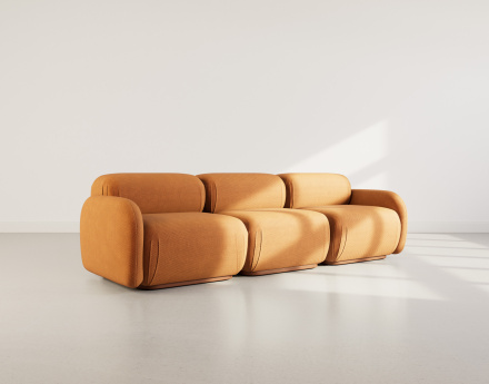 Canapé droit modulable 3 places en velours texturé Penelope