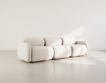 Canapé droit modulable 3 places en velours texturé Penelope