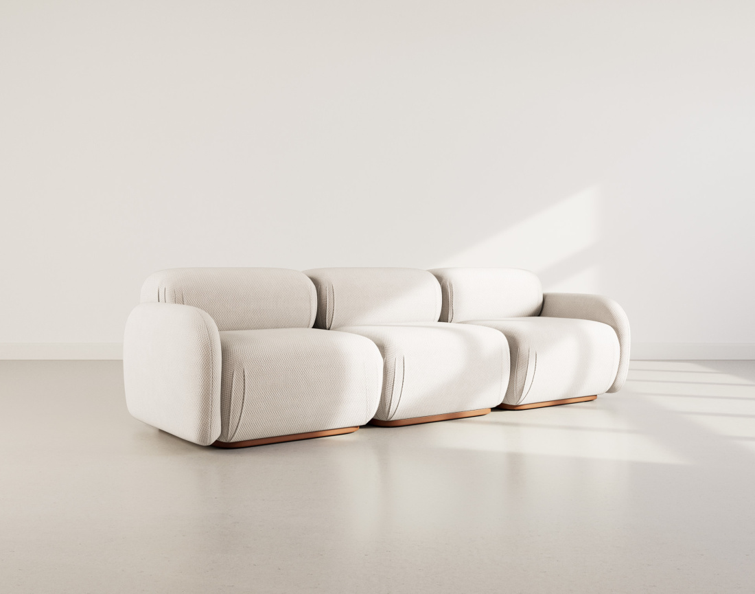 Thumbnail video of the produit Penelope - canapé droit modulable 3 places en velours texturé