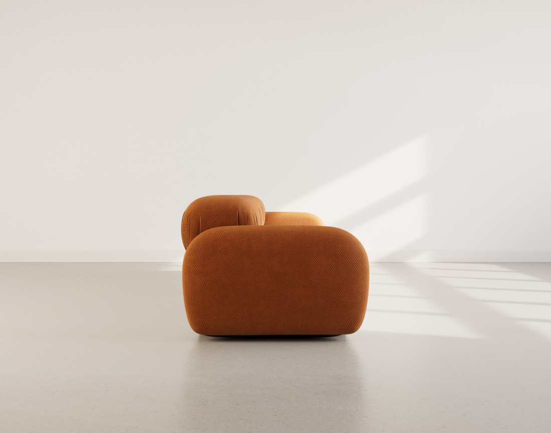 Canapé droit modulable 3 places en velours texturé Penelope