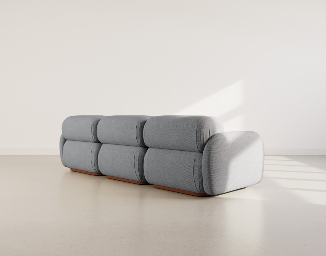 Canapé droit modulable 3 places en velours texturé Penelope