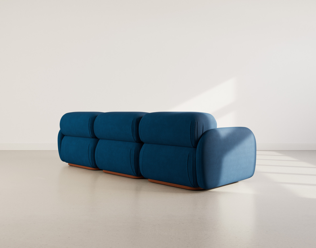 Canapé droit modulable 3 places en velours texturé Penelope