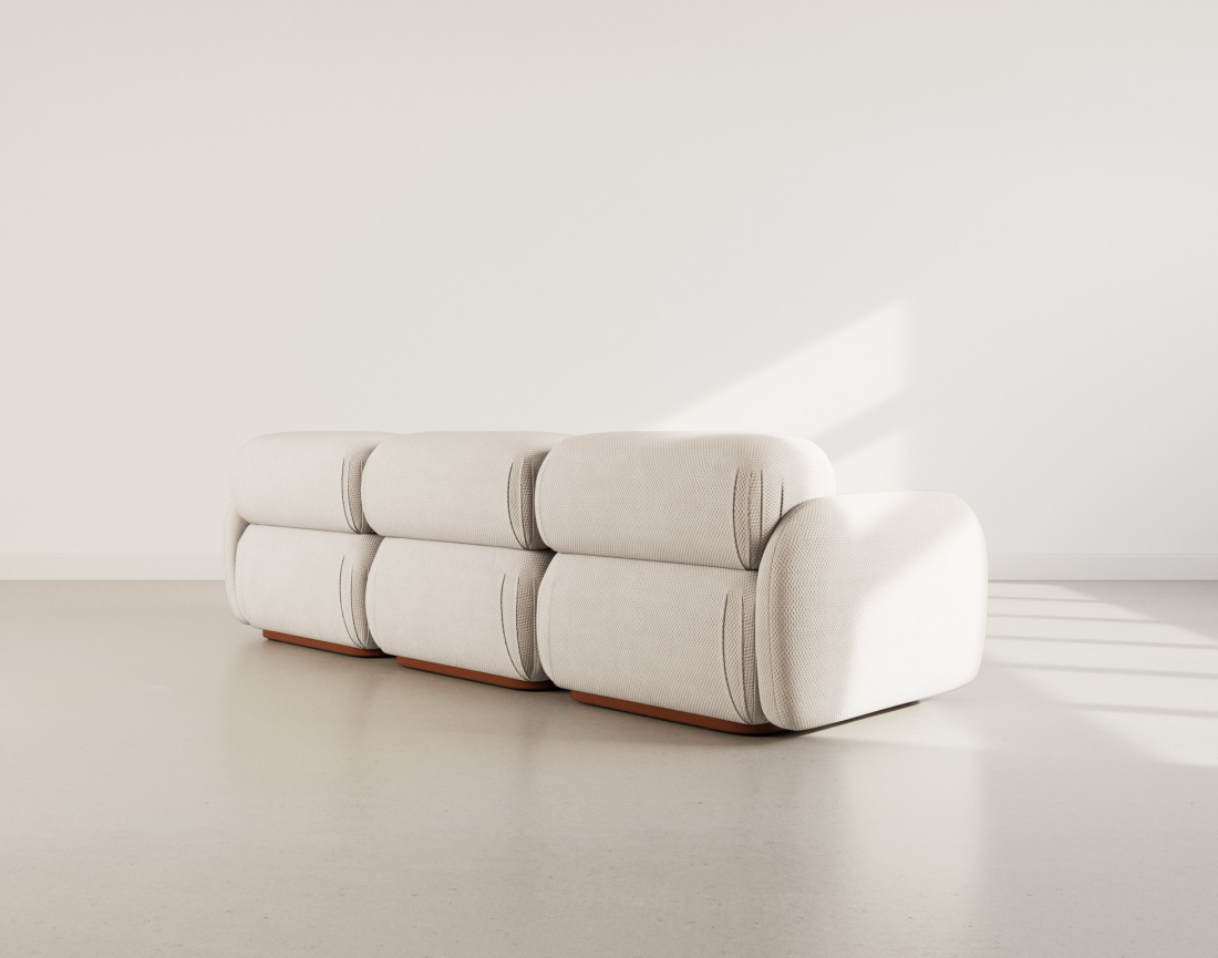 Canapé droit modulable 3 places en velours texturé Penelope