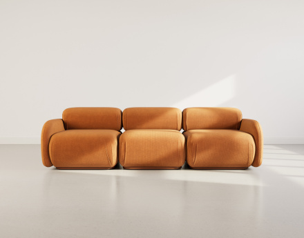 Canapé droit modulable 3 places en velours texturé Penelope