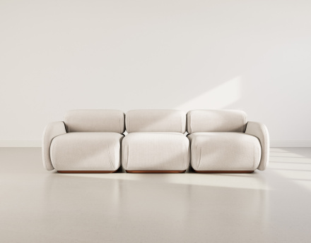 Canapé droit modulable 3 places en velours texturé Penelope