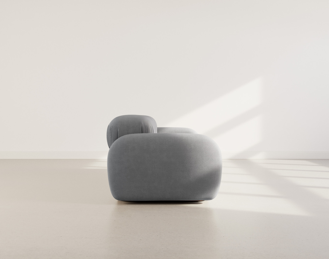 Canapé droit modulable 2 places en velours texturé Penelope