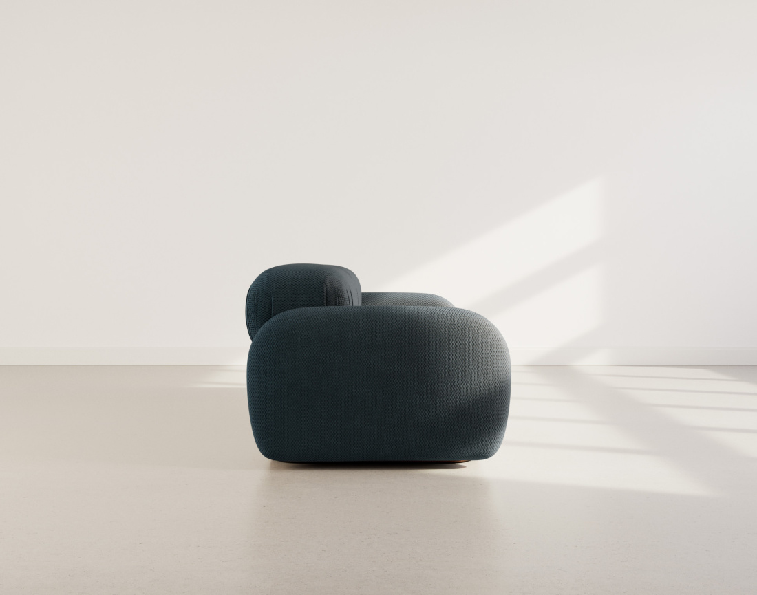 Canapé droit modulable 2 places en velours texturé Penelope