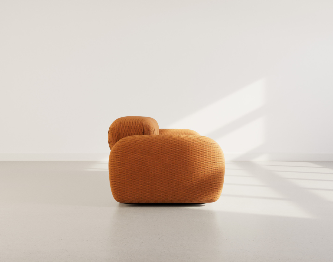 Canapé droit modulable 2 places en velours texturé Penelope