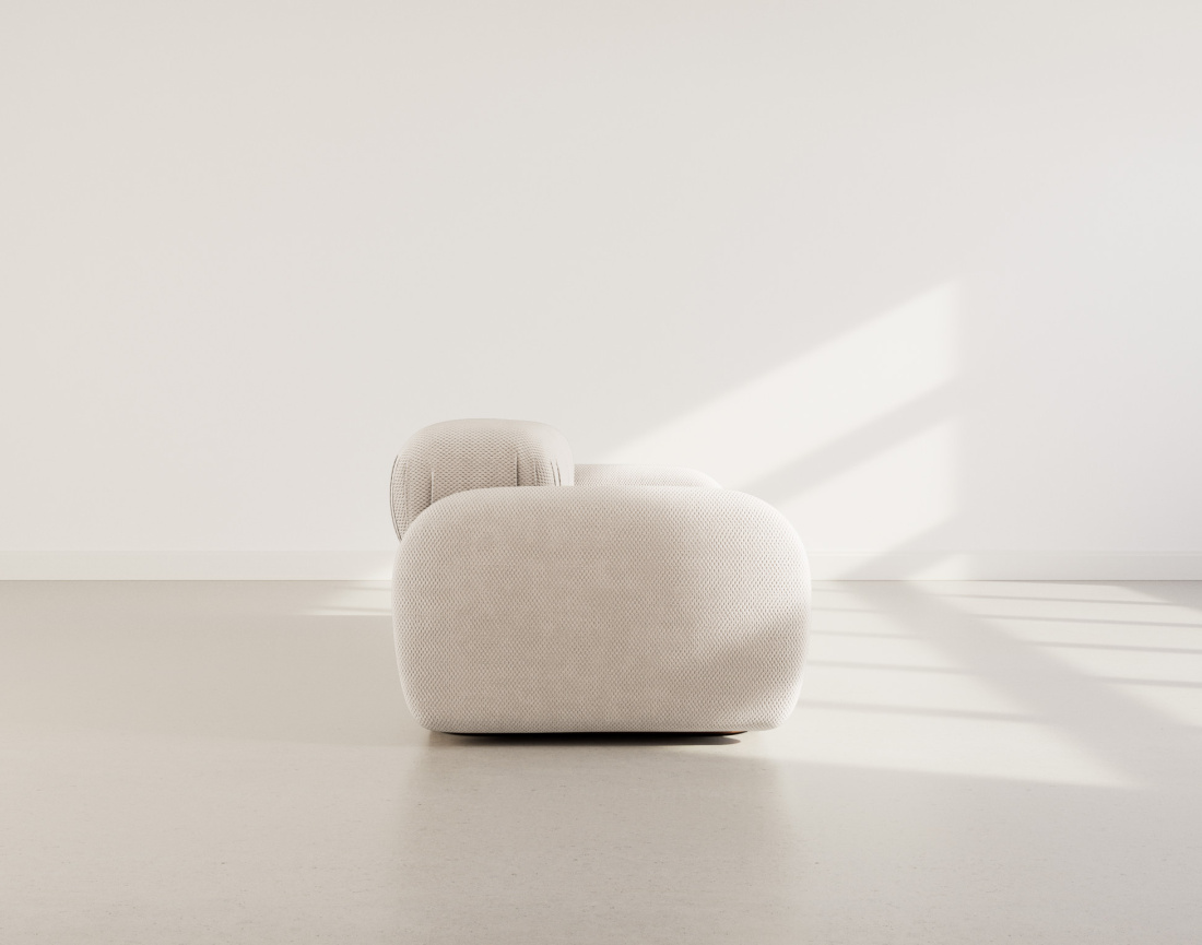 Canapé droit modulable 2 places en velours texturé Penelope