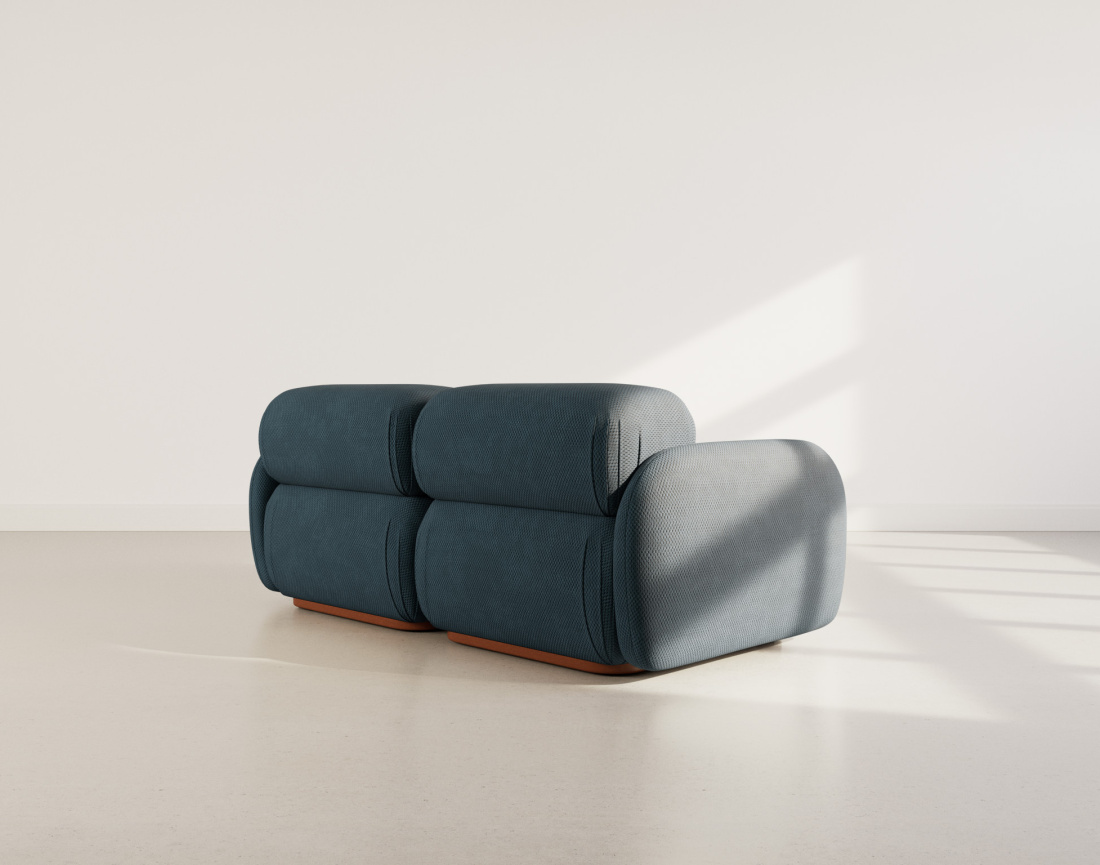 Canapé droit modulable 2 places en velours texturé Penelope