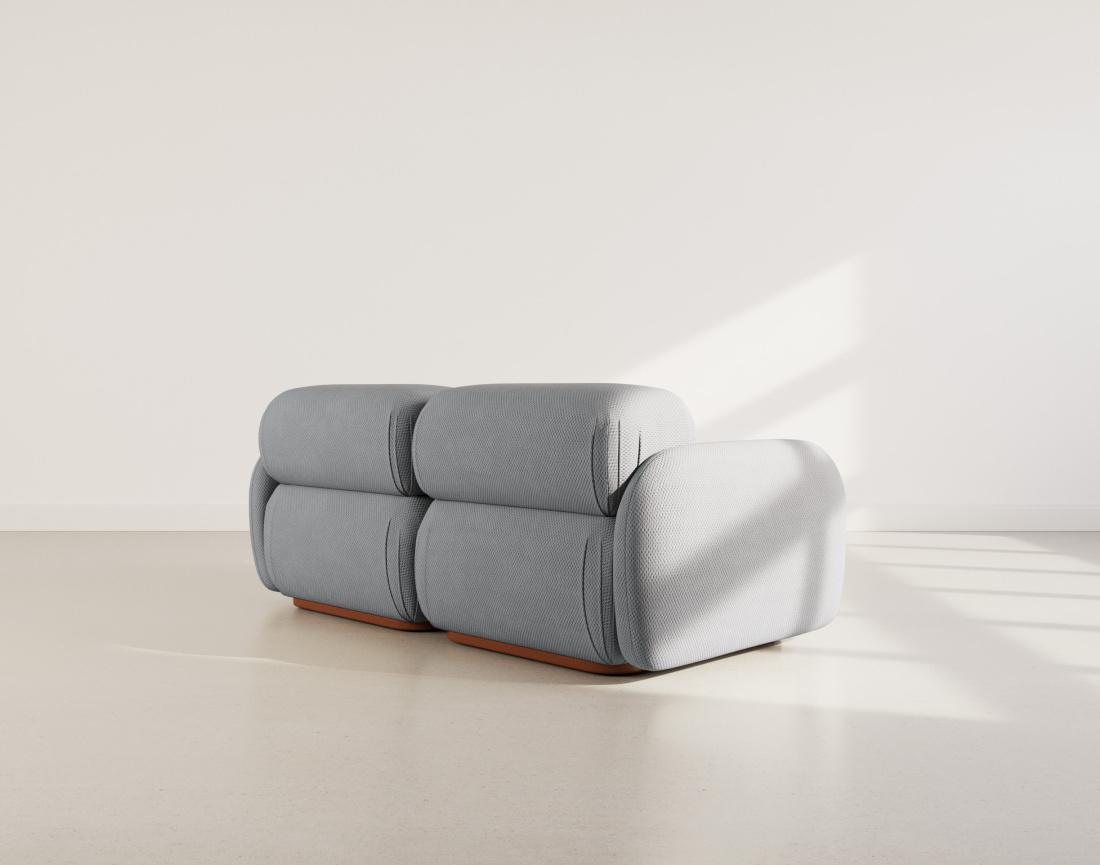 Canapé droit modulable 2 places en velours texturé Penelope