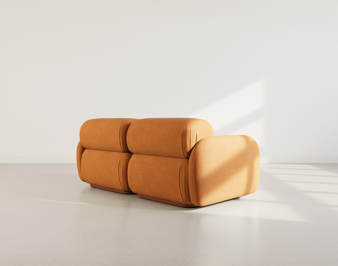 Canapé droit modulable 2 places en velours texturé Penelope