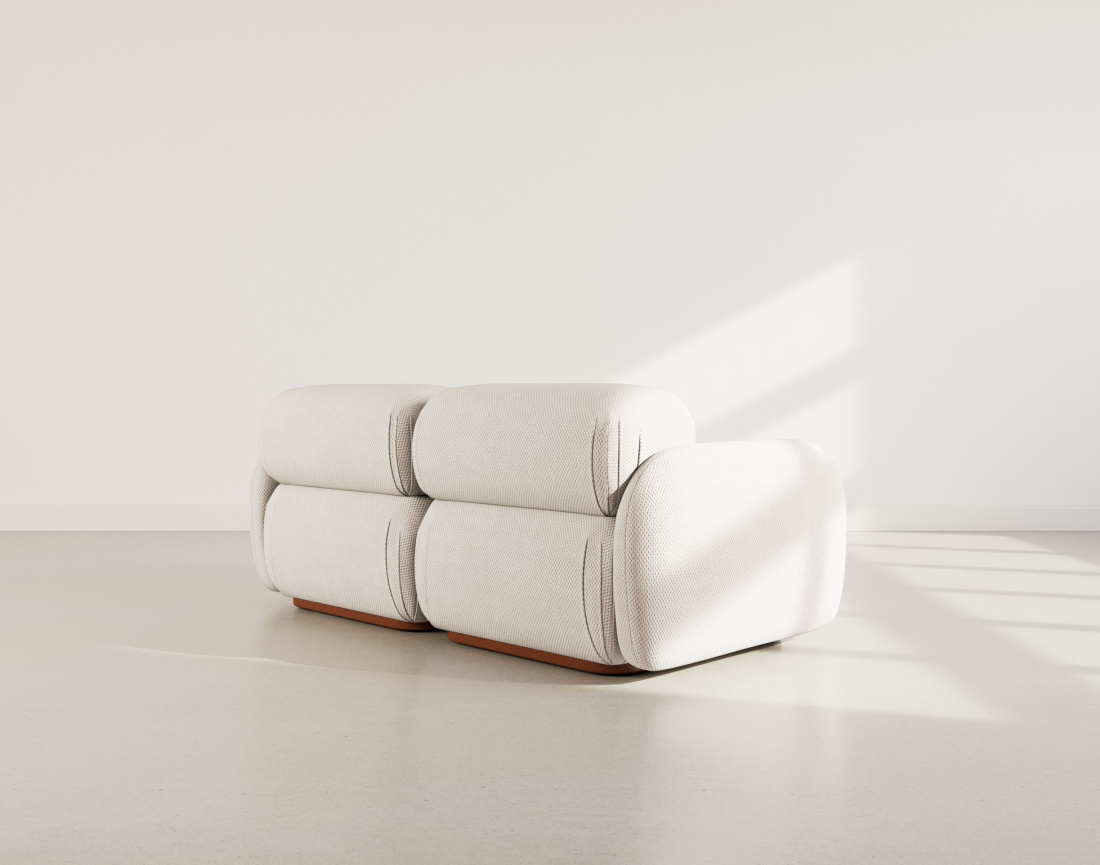 Canapé droit modulable 2 places en velours texturé Penelope