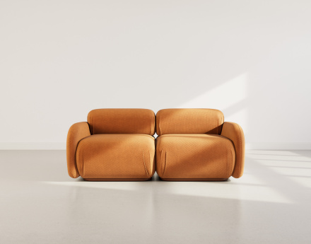 Canapé droit modulable 2 places en velours texturé Penelope