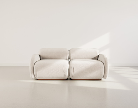 Canapé droit modulable 2 places en velours texturé Penelope