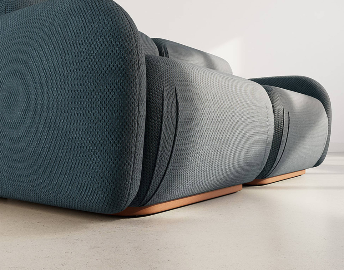 Canapé droit modulable 2 places en velours texturé Penelope