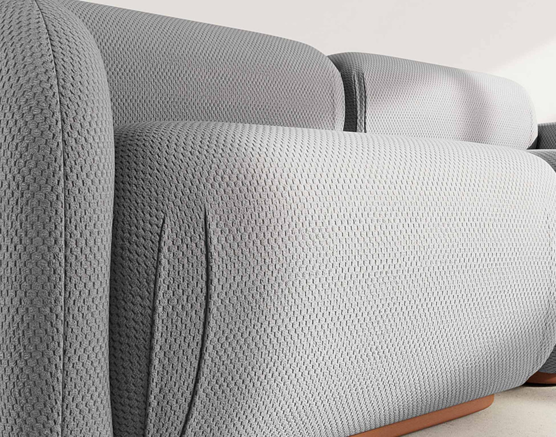 Canapé droit modulable 2 places en velours texturé Penelope