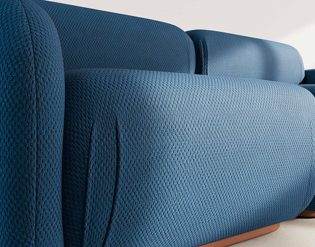 Canapé droit modulable 2 places en velours texturé Penelope