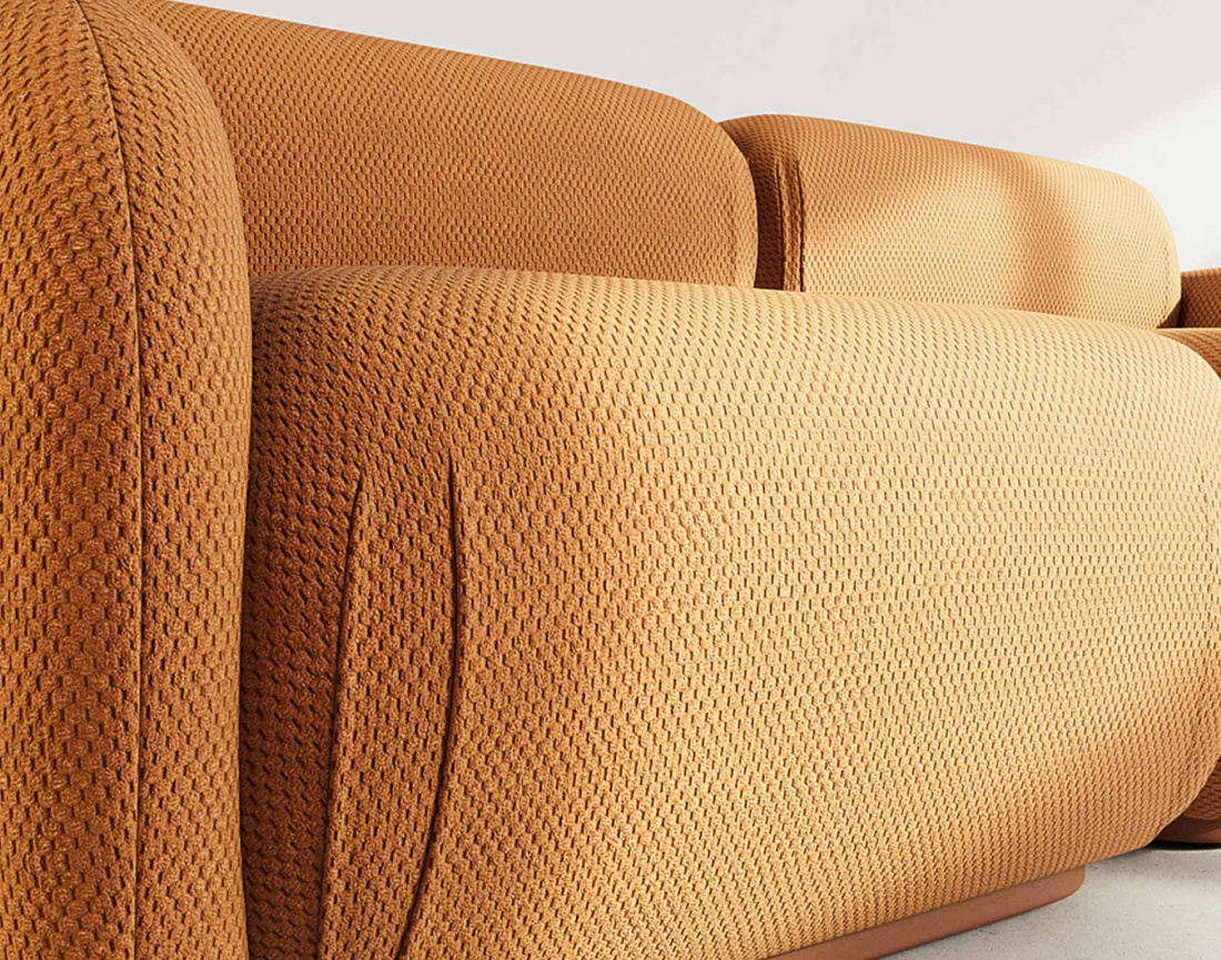 Canapé droit modulable 2 places en velours texturé Penelope