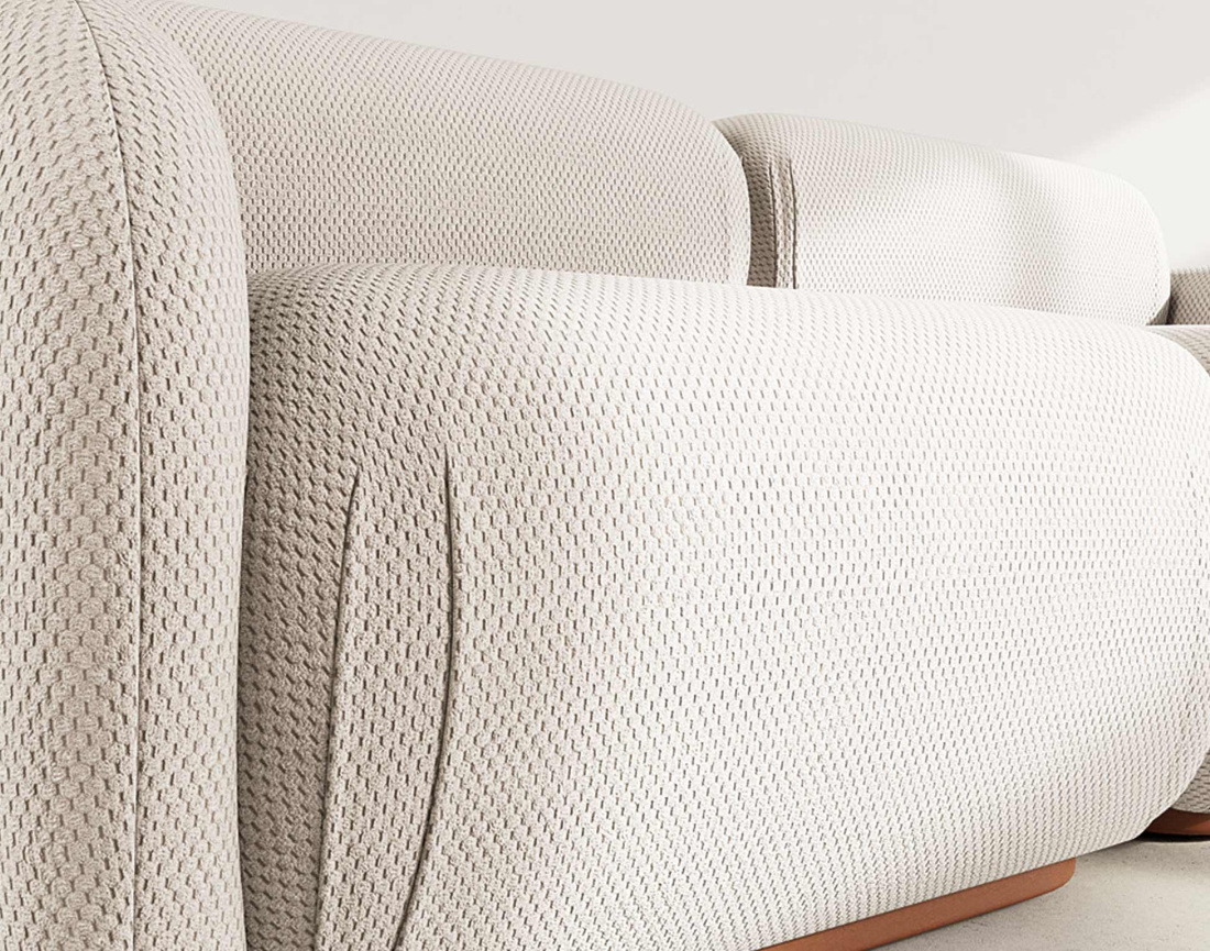 Canapé droit modulable 2 places en velours texturé Penelope