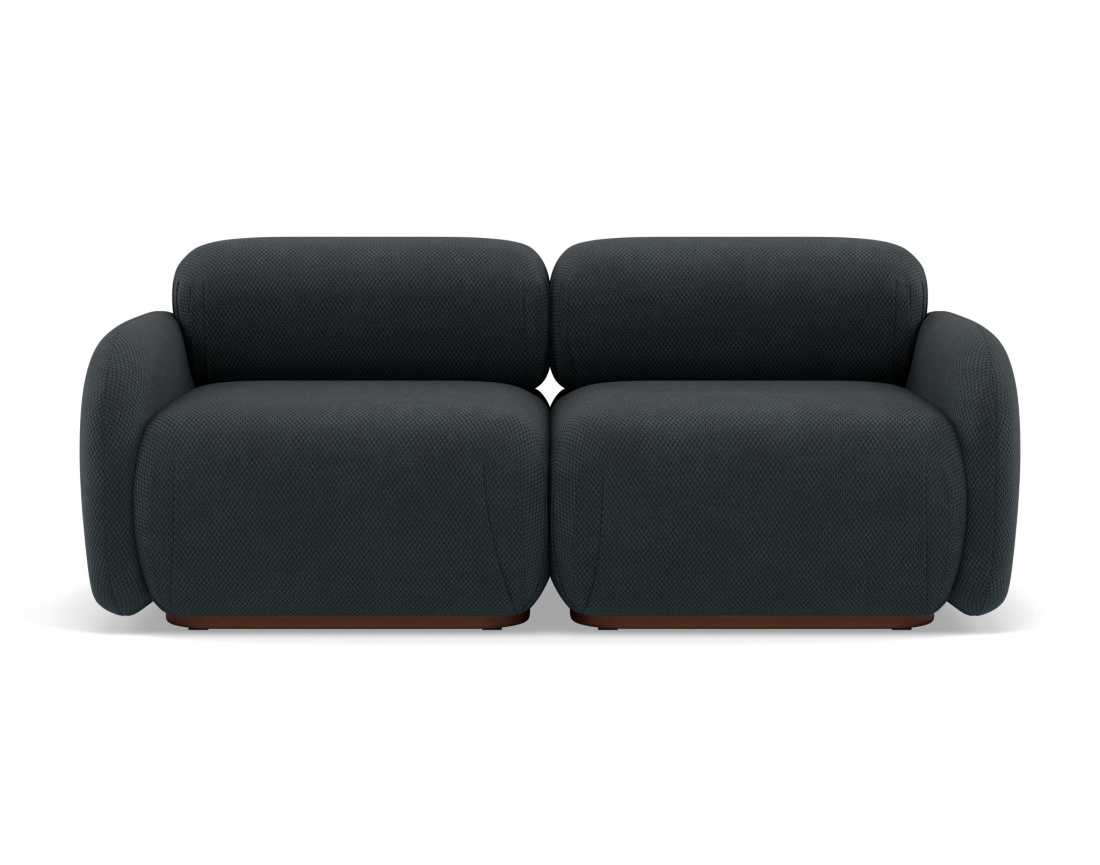 Canapé droit modulable 2 places en velours texturé Penelope