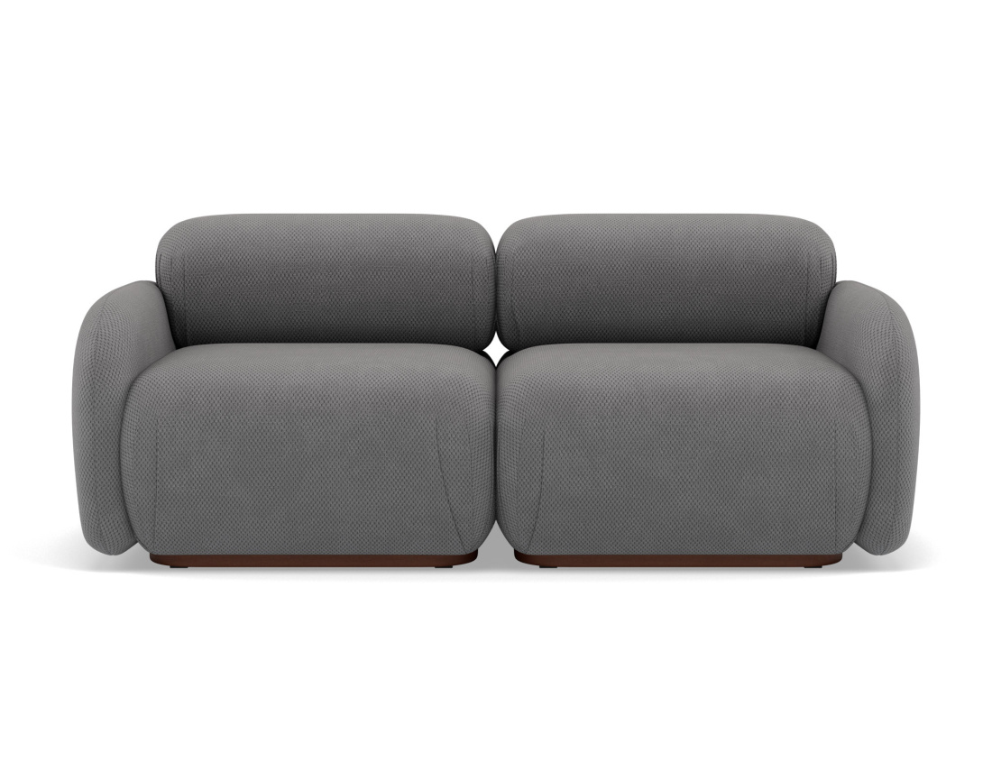 Canapé droit modulable 2 places en velours texturé Penelope