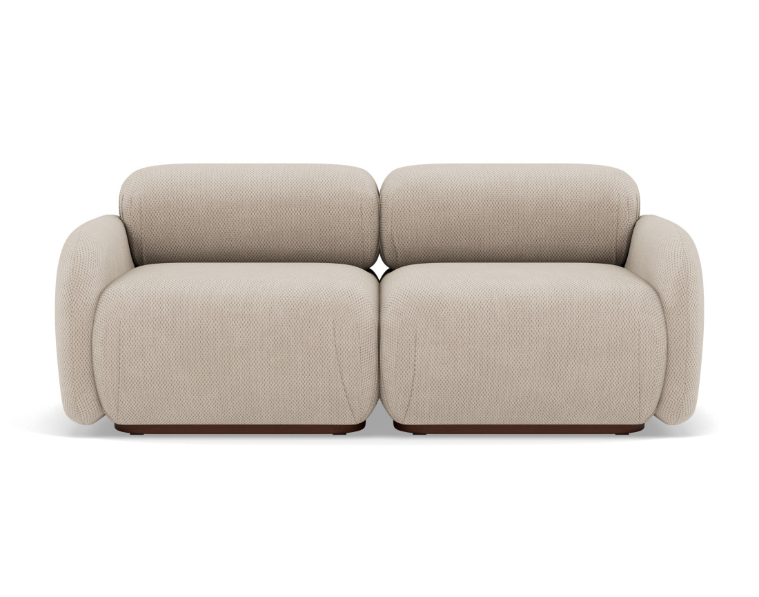 Canapé droit modulable 2 places en velours texturé Penelope