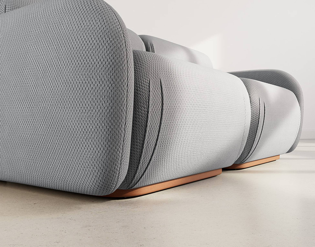 Canapé droit modulable 2 places en velours texturé Penelope