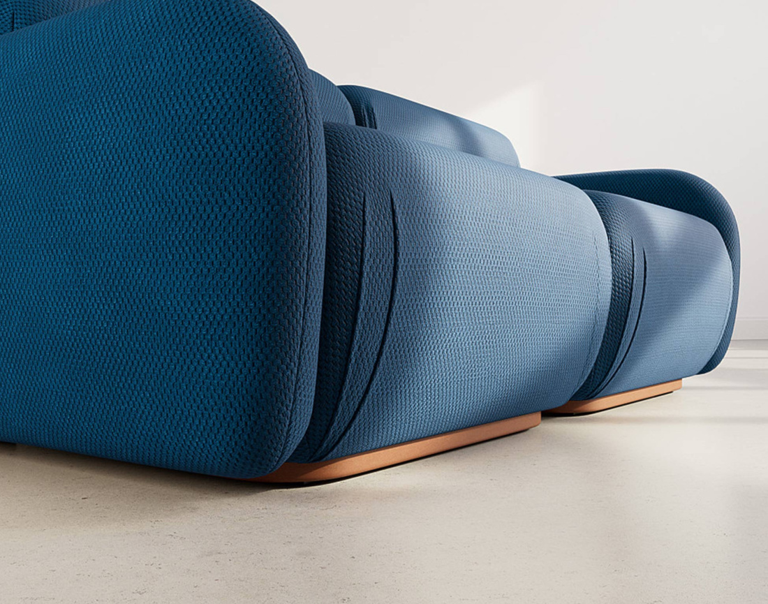 Canapé droit modulable 2 places en velours texturé Penelope