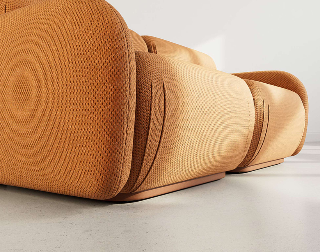 Canapé droit modulable 2 places en velours texturé Penelope