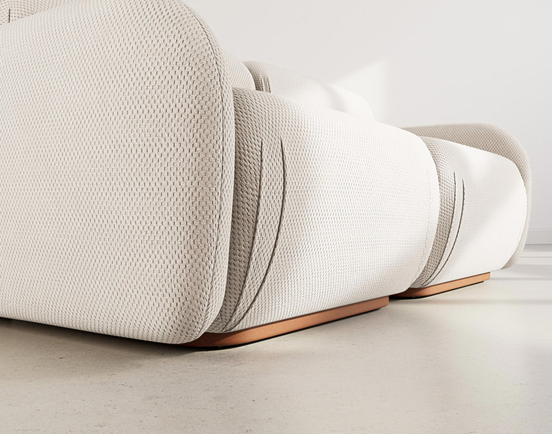 Canapé droit modulable 2 places en velours texturé Penelope