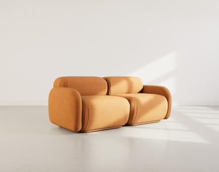 Canapé droit modulable 2 places en velours texturé Penelope