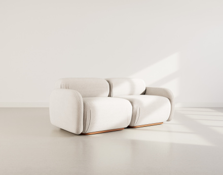 Canapé droit modulable 2 places en velours texturé Penelope