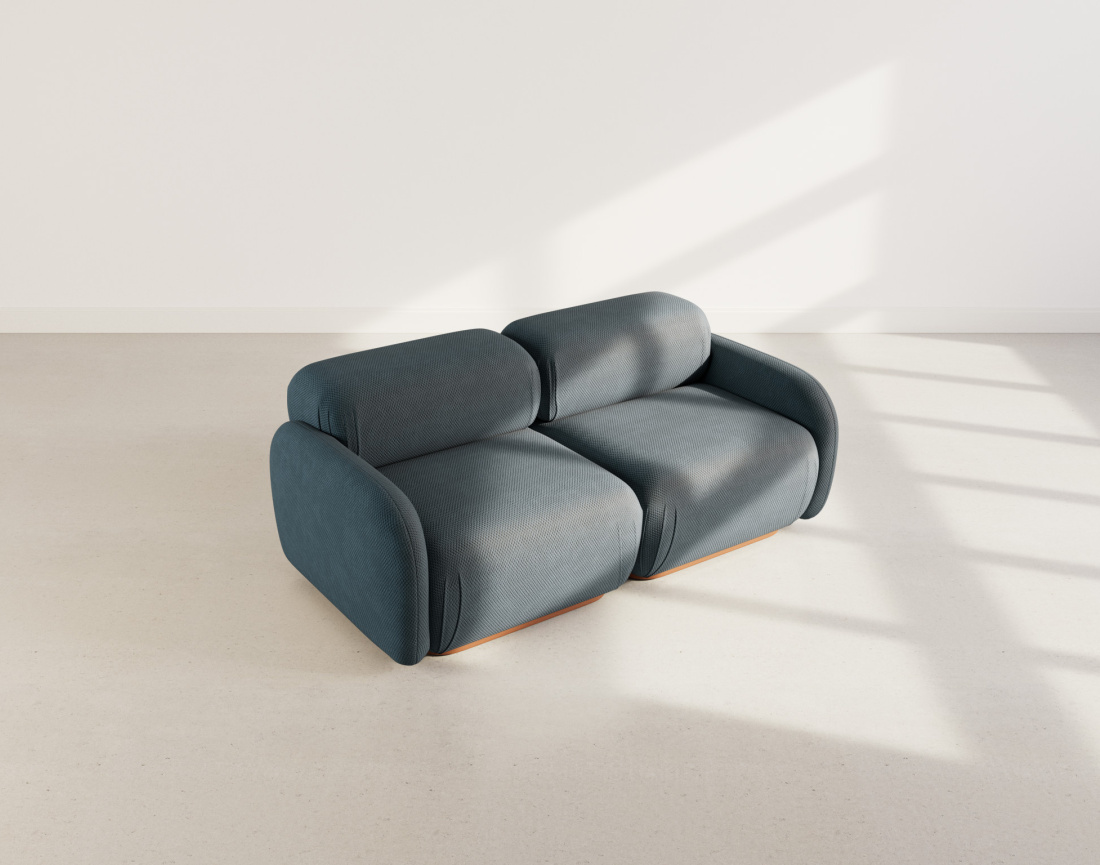 Canapé droit modulable 2 places en velours texturé Penelope