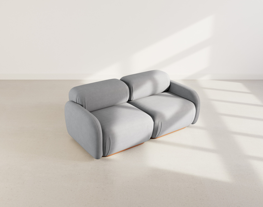 Canapé droit modulable 2 places en velours texturé Penelope