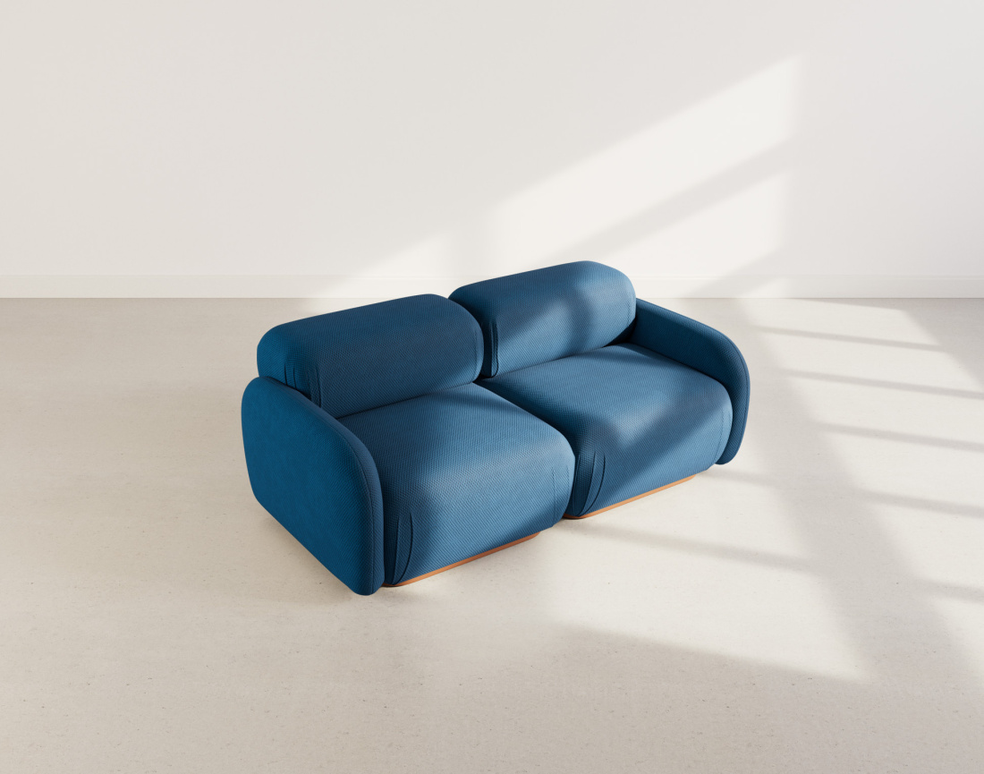 Canapé droit modulable 2 places en velours texturé Penelope