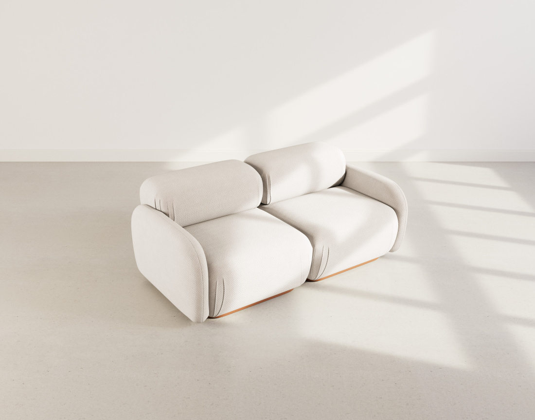 Canapé droit modulable 2 places en velours texturé Penelope