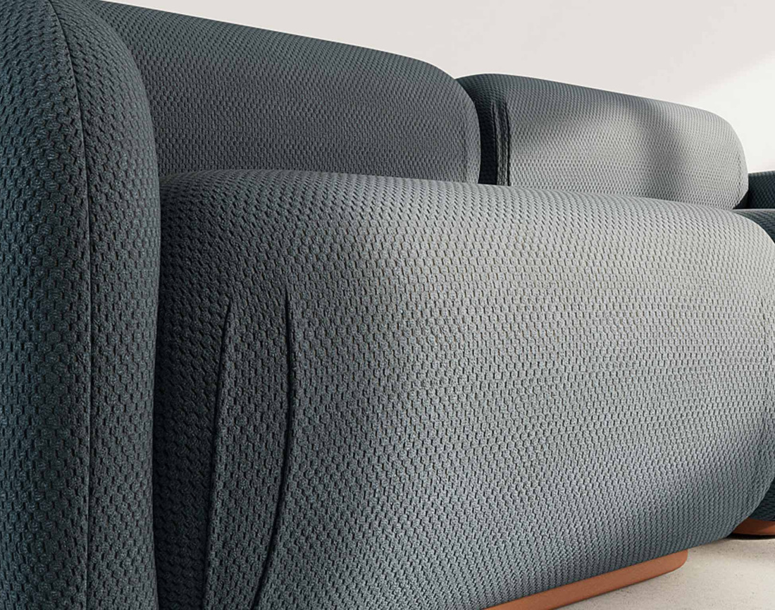 Canapé droit modulable 2 places en velours texturé Penelope