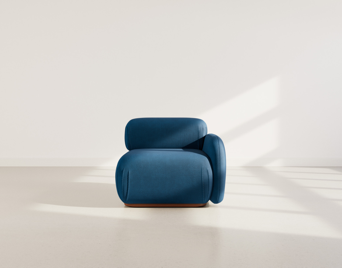 Module d'assise droit en velours texturé Penelope