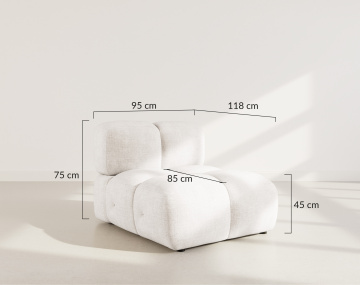 Module d'assise sans accoudoir en velours texturé Grace