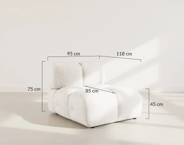 Module d'assise sans accoudoir en velours texturé Grace