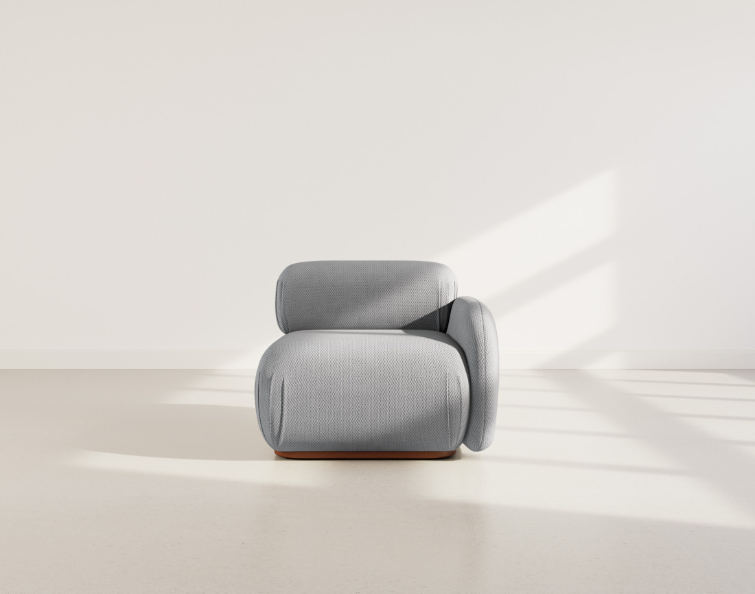 Module d'assise droit en velours texturé Penelope