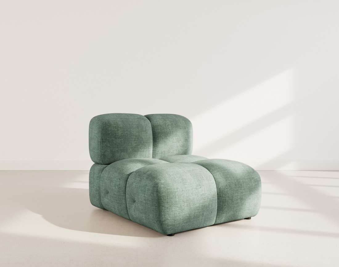 Module d'assise sans accoudoir en velours texturé Grace