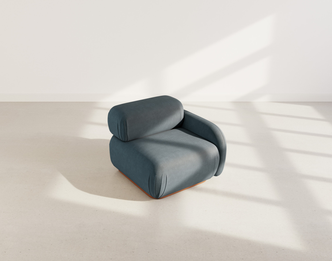 Module d'assise droit en velours texturé Penelope