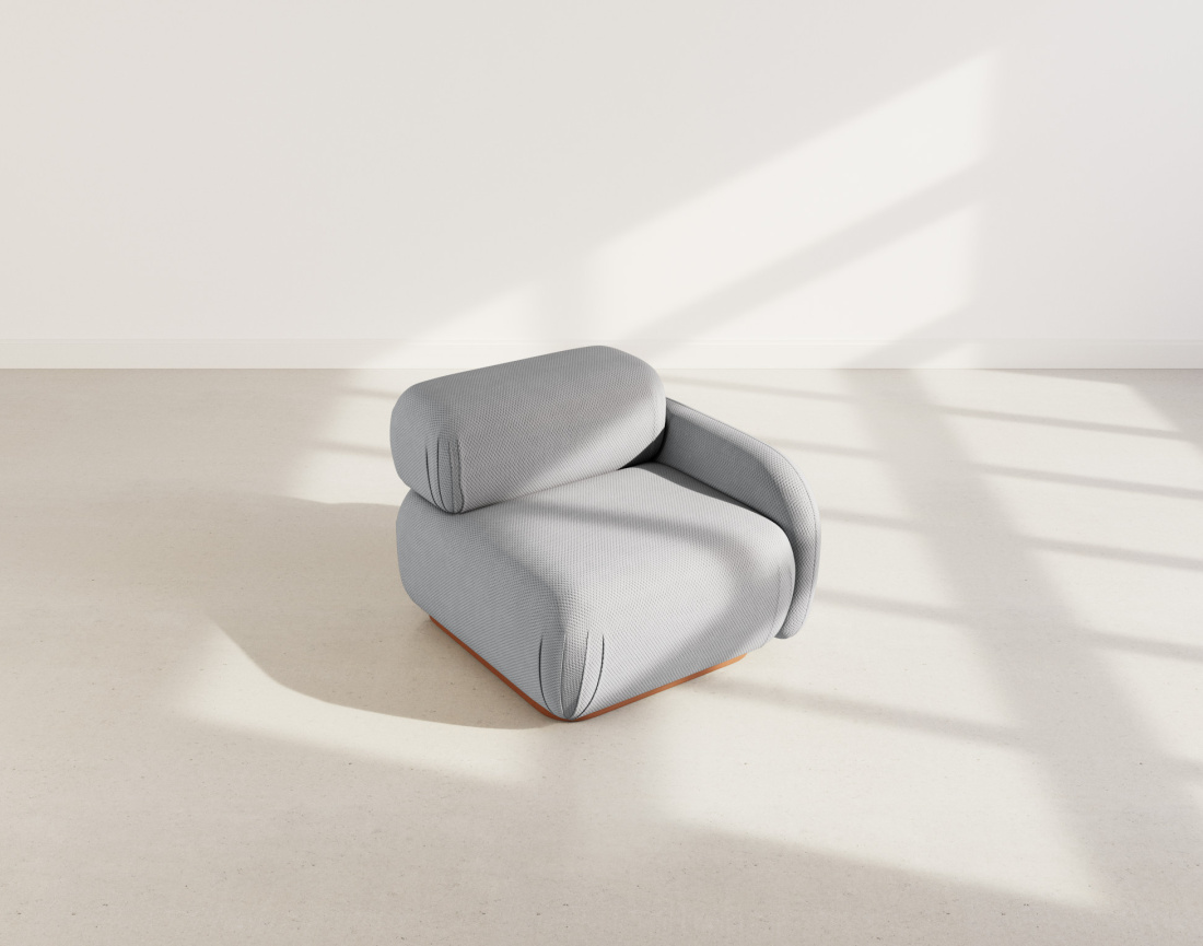 Module d'assise droit en velours texturé Penelope