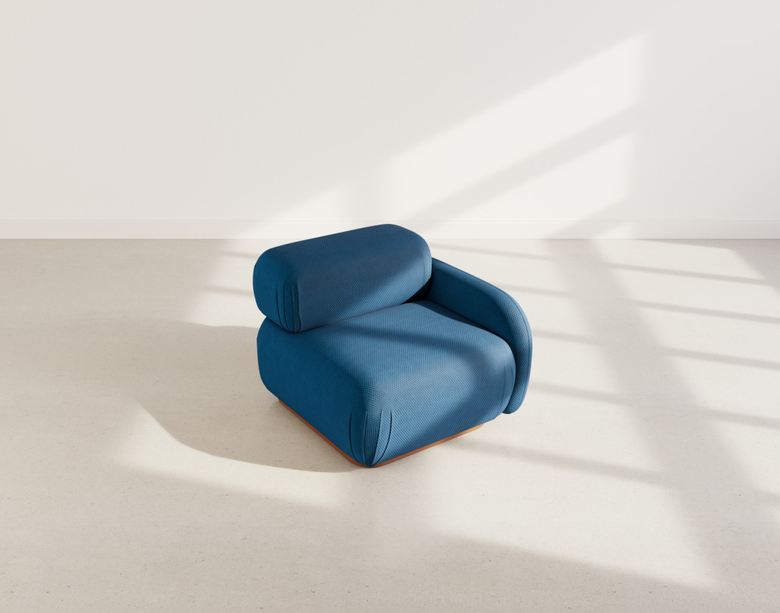 Module d'assise droit en velours texturé Penelope